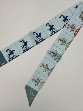 Hermes Parade Twilly Scarf Blue Glacier Navy Equestrian FBG Monogram